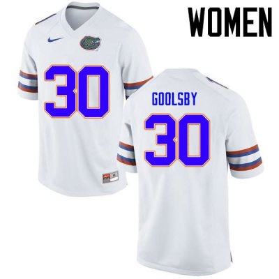 Women's Florida Gators #30 DeAndre Goolsby NCAA Nike White Authentic Stitched College Football Jersey BGN6662VR